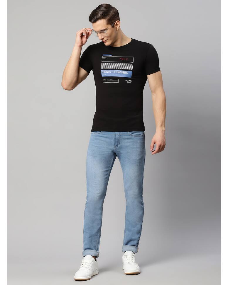 Blended Printed Slim Fit Round neck tshirt view 14