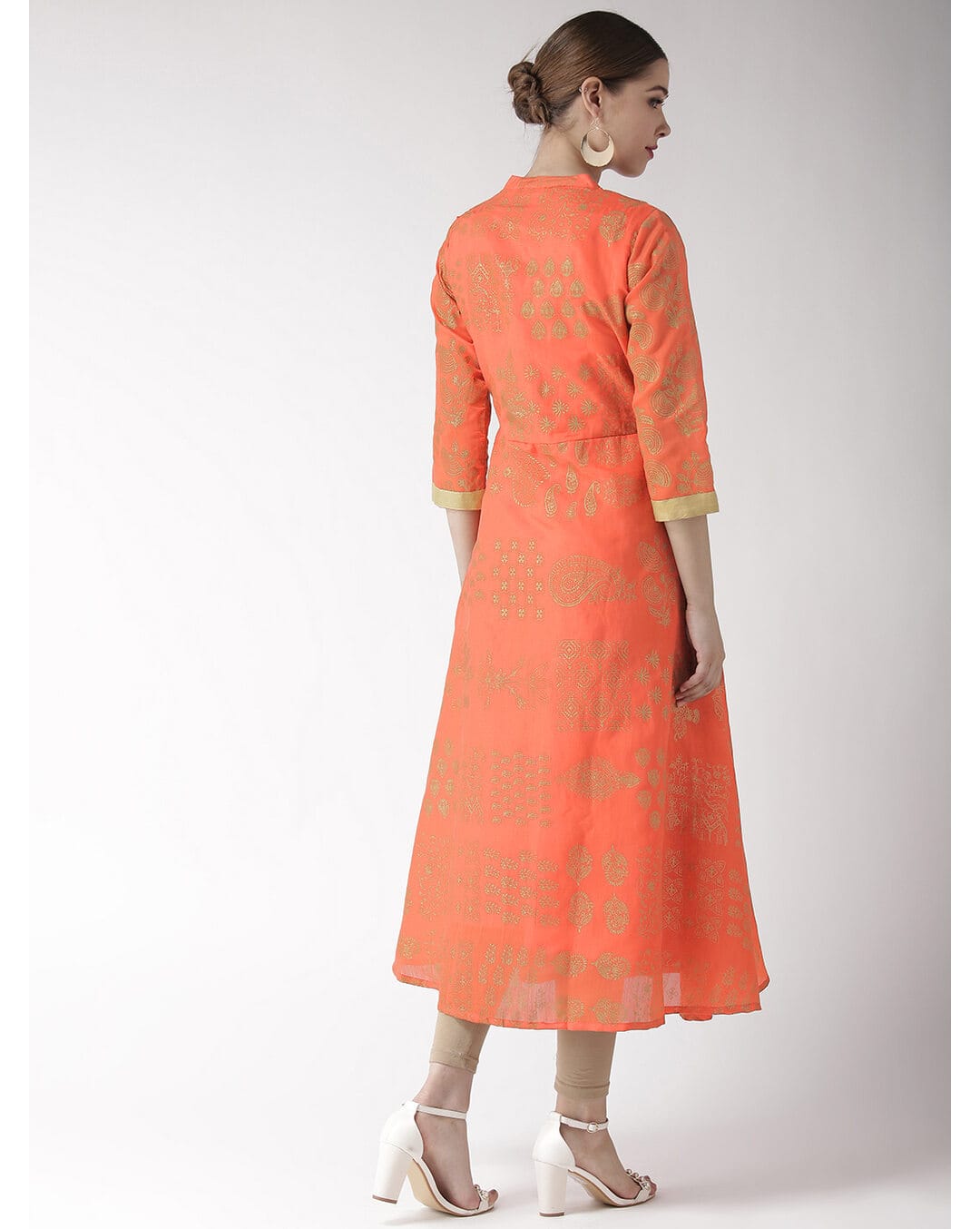 Chanderi Printed Flared Kurta view 2