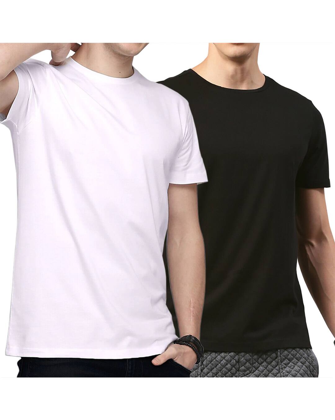 Cotton Solid Slim Fit Round Tshirts view 5