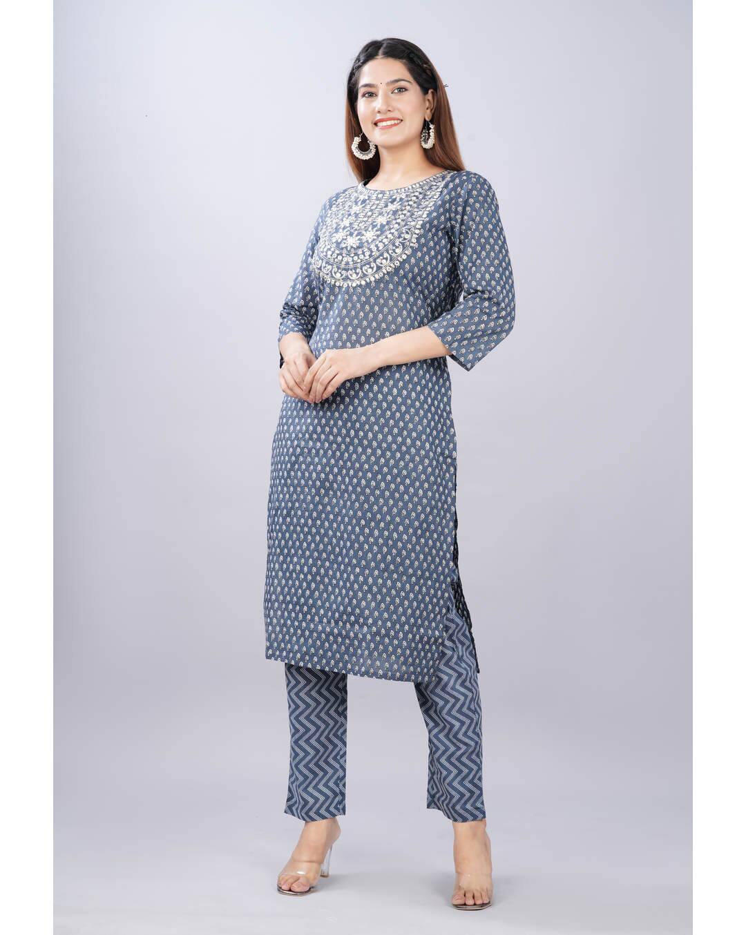 Cotton Embroidered  ethnic pantSuitSet view 4