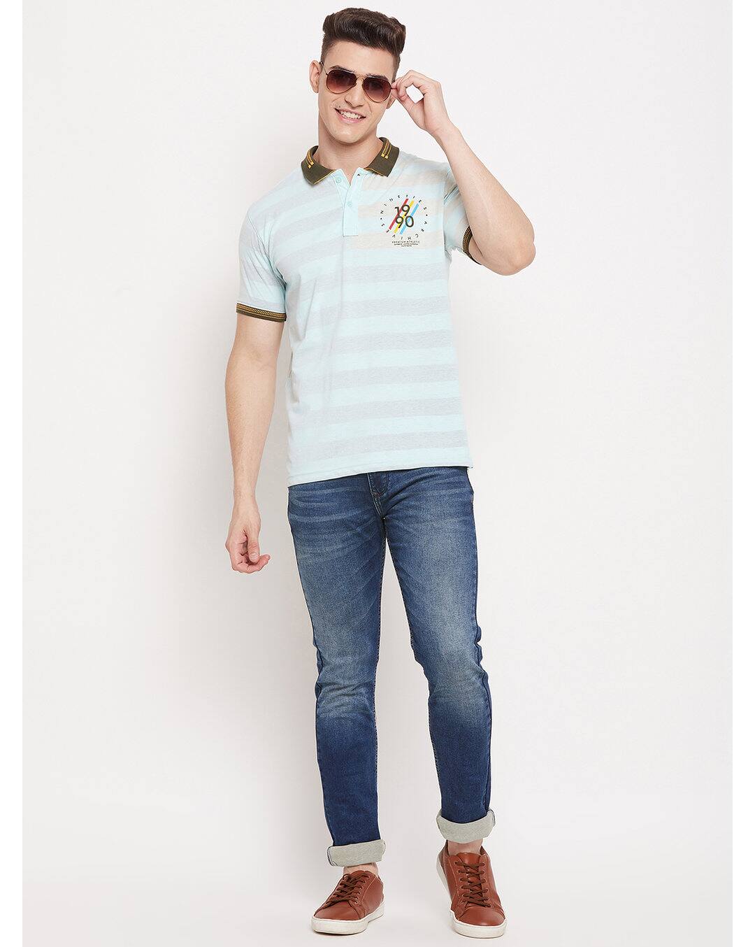 Blended Stripes Slim Fit Polo t shirt view 6