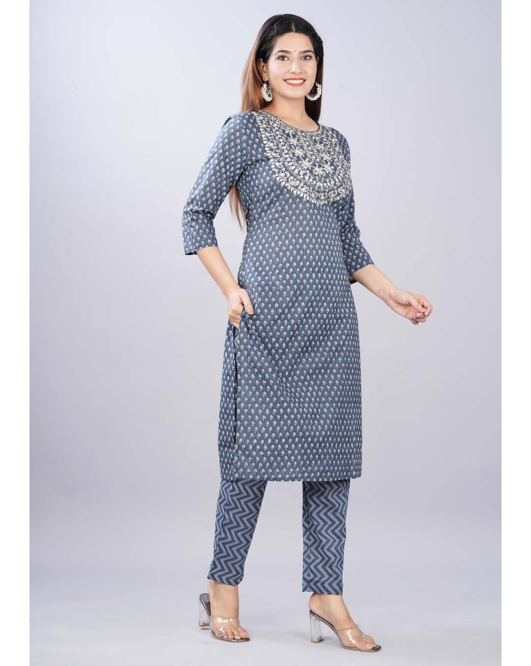Cotton Embroidered  ethnic pantSuitSet view 3