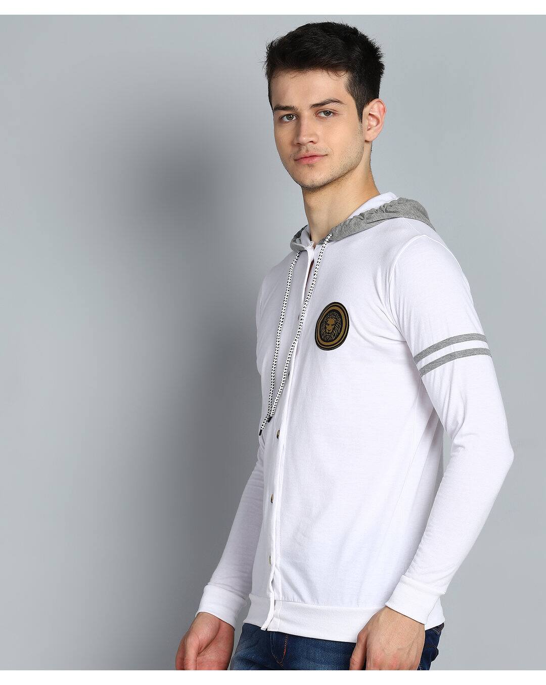 Cotton Solid Slim Fit Hooded T-shirts view 3