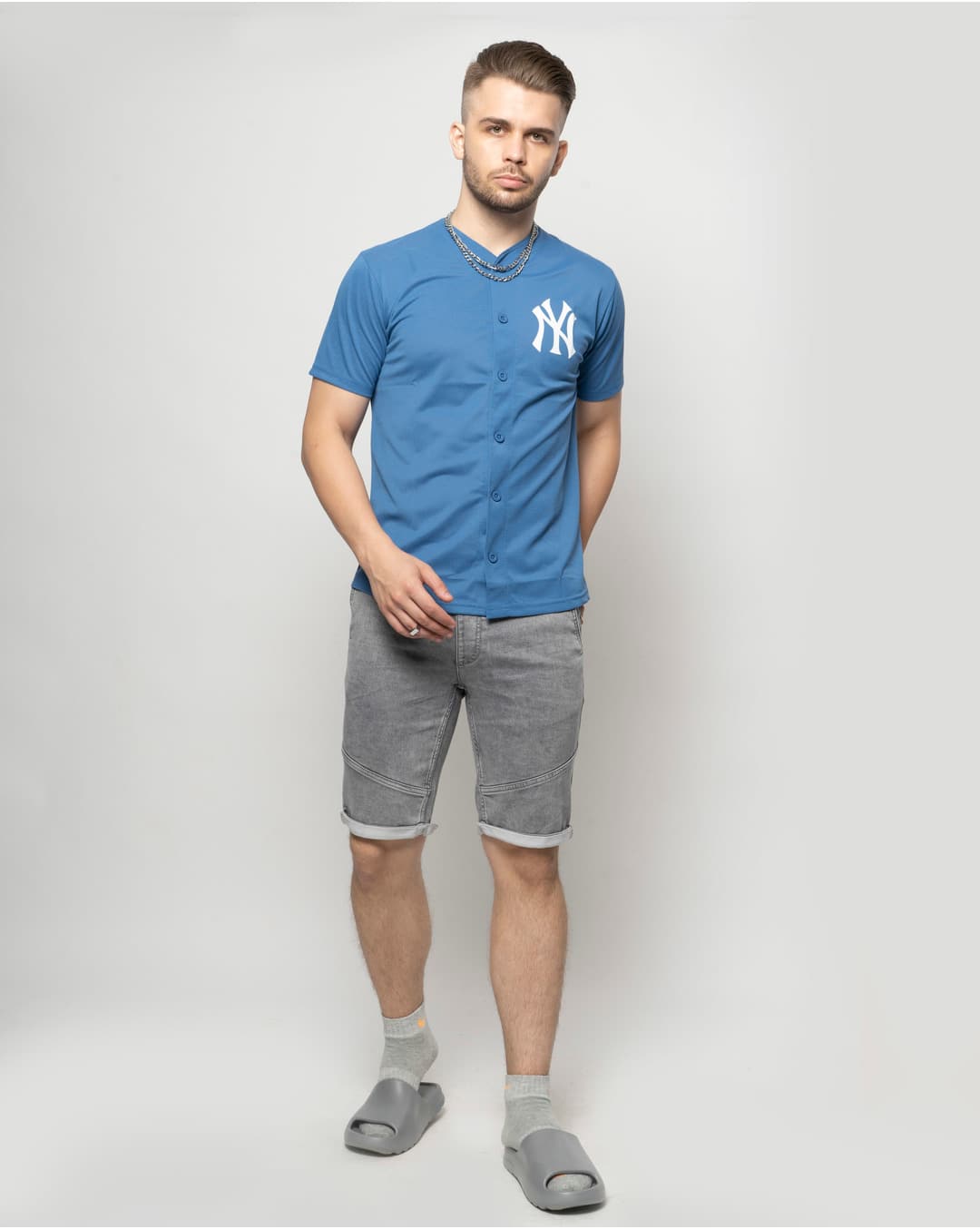 Polyester Cotton Graphic Slim Fit Henley view 5