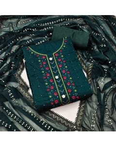 Chanderi Embroidered Unstitched Dress Material view 3