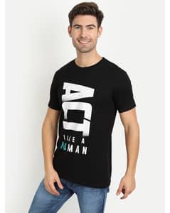 Cotton Printed Regular Fit Round Tshirt view 9