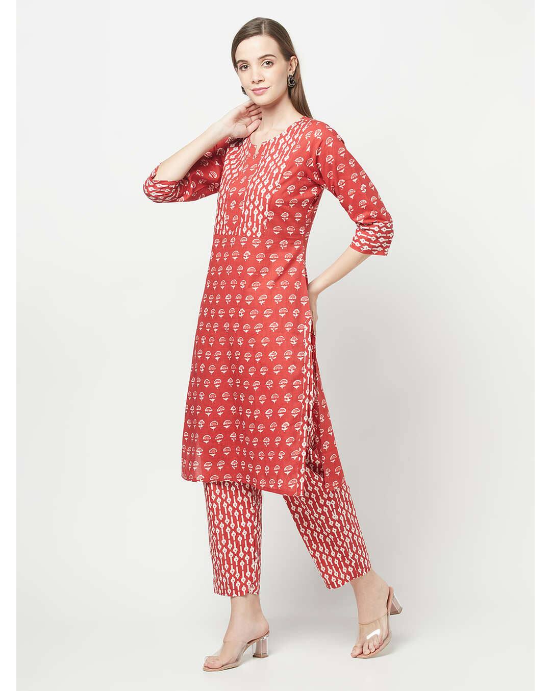 Cotton Floral  Ethnic Pants SuitSet view 4