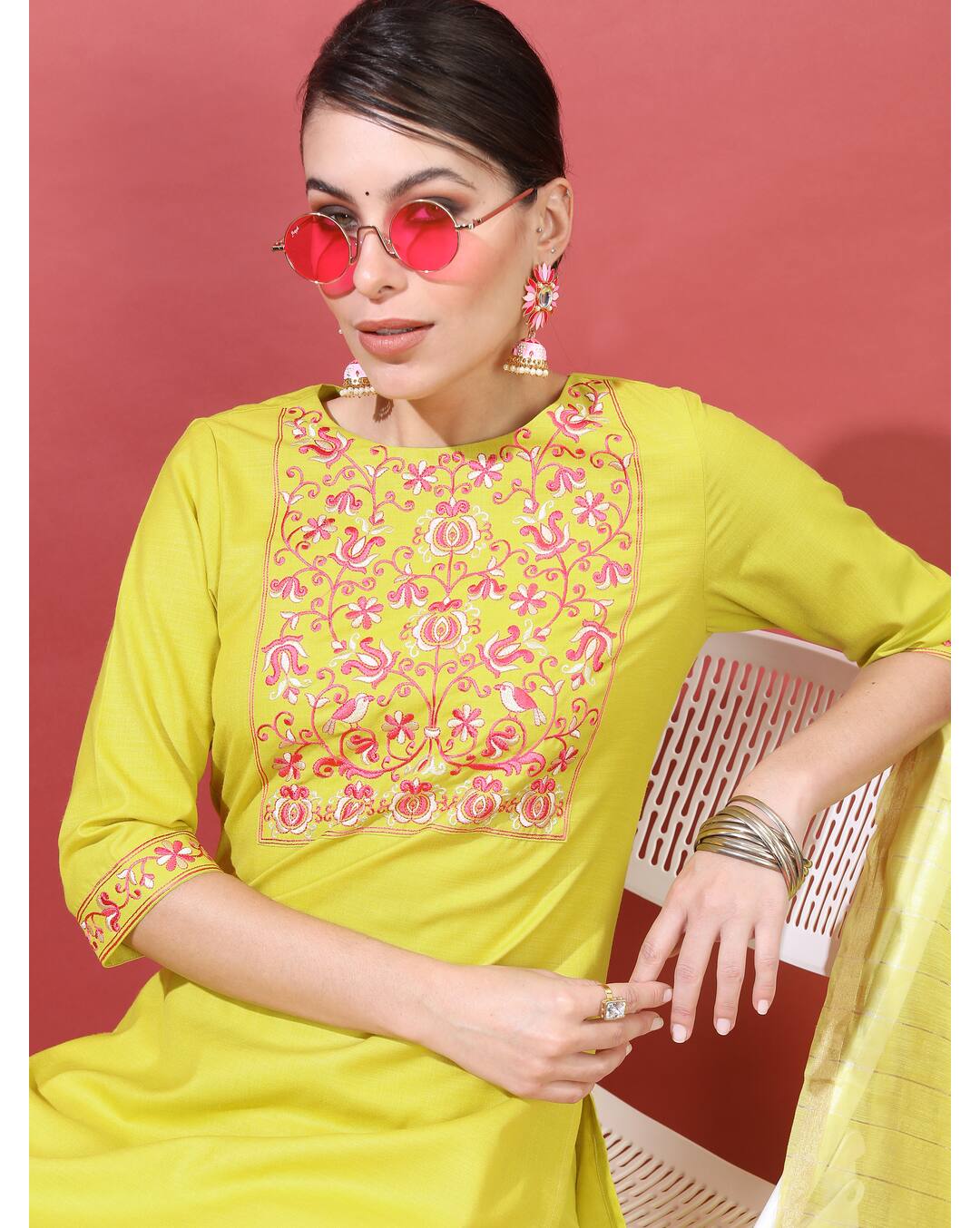 Polyester Embroidered ethnic pant  SuitSet view 7