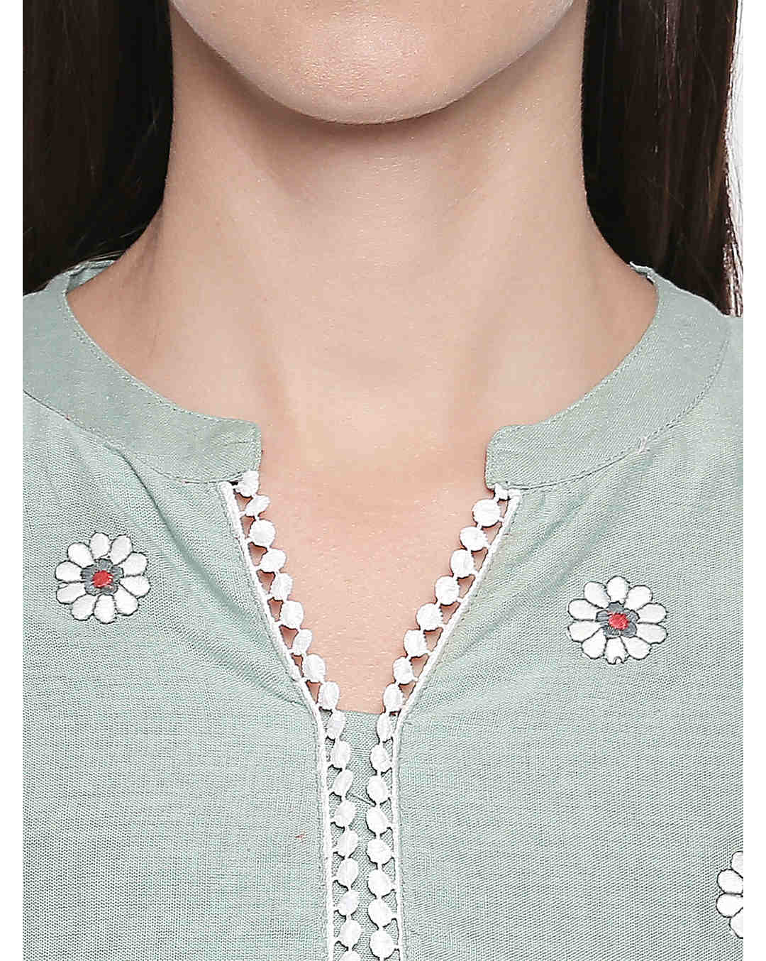 Cotton Embroidered Flared Kurta view 5