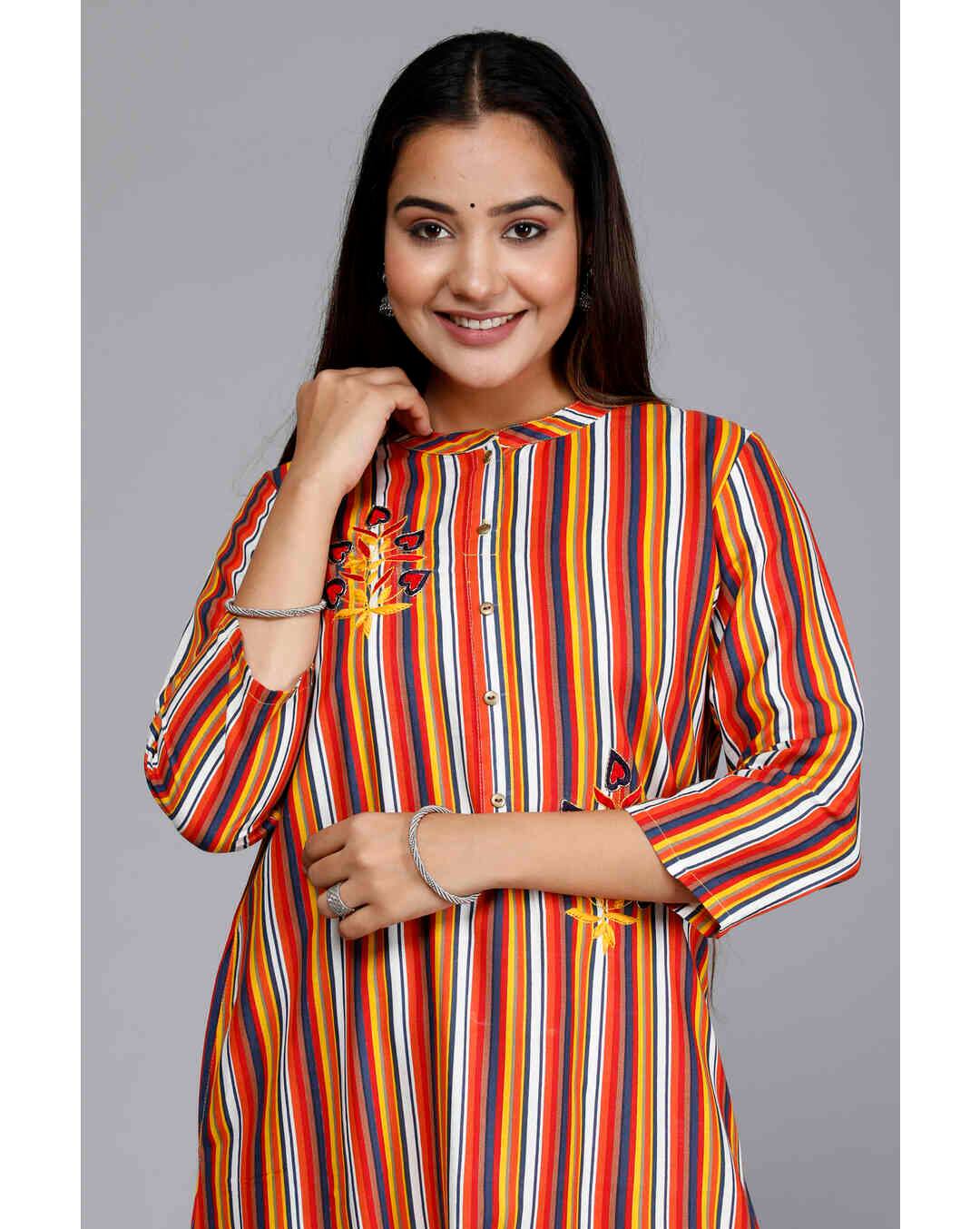 Cotton Printed A-line Kurta view 6