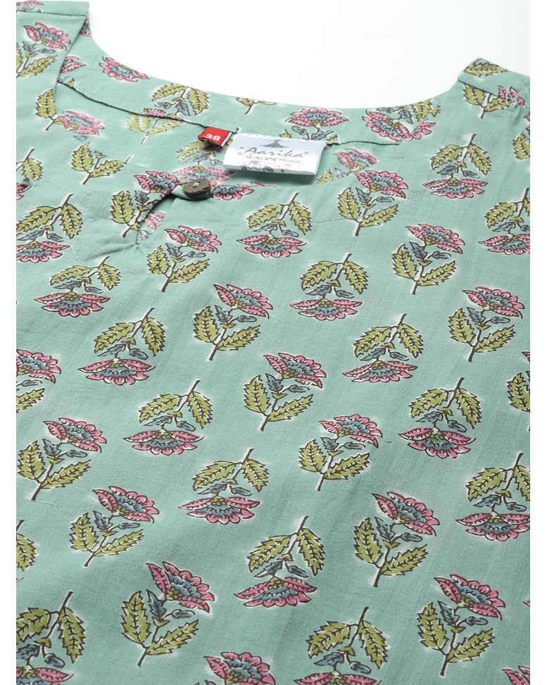 Cotton Floral  Ethnic Pants SuitSet view 4
