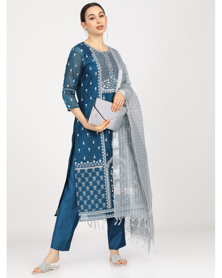 Chanderi PrintedPalazzo  SuitSet