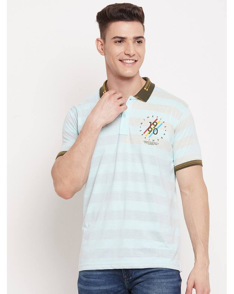 Blended Stripes Slim Fit Polo t shirt