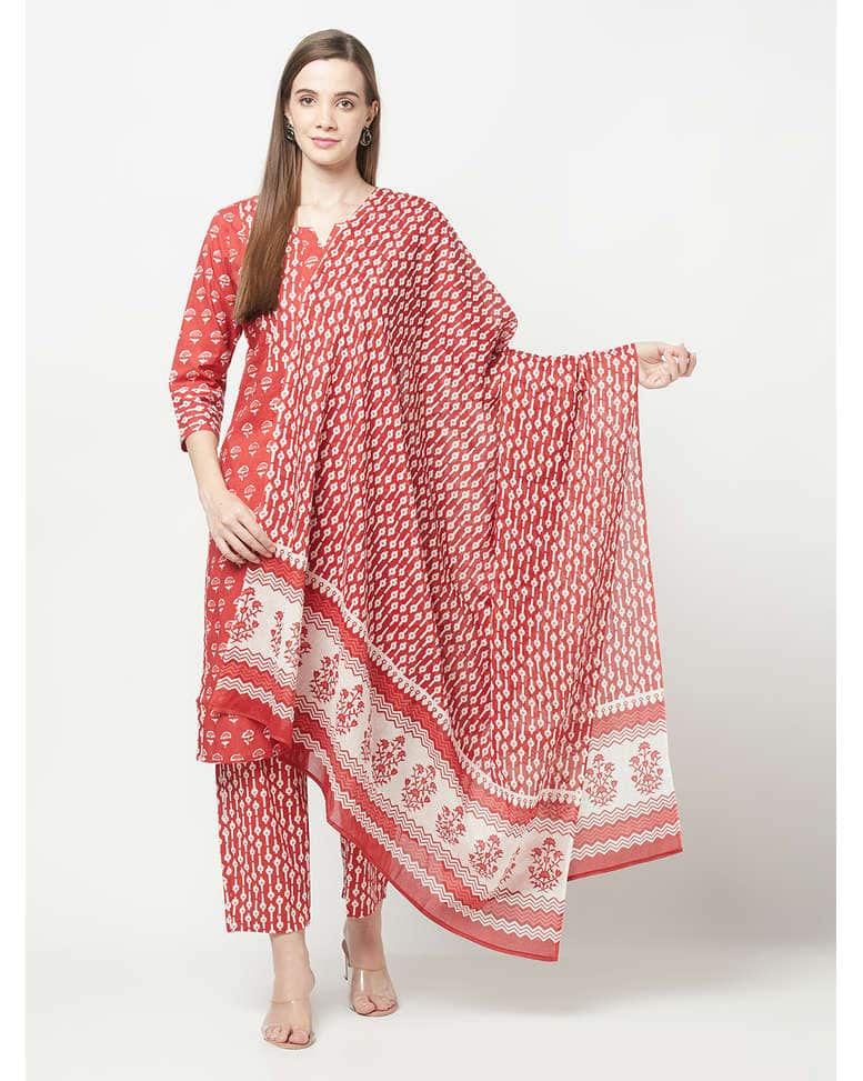 Cotton Floral  Ethnic Pants SuitSet