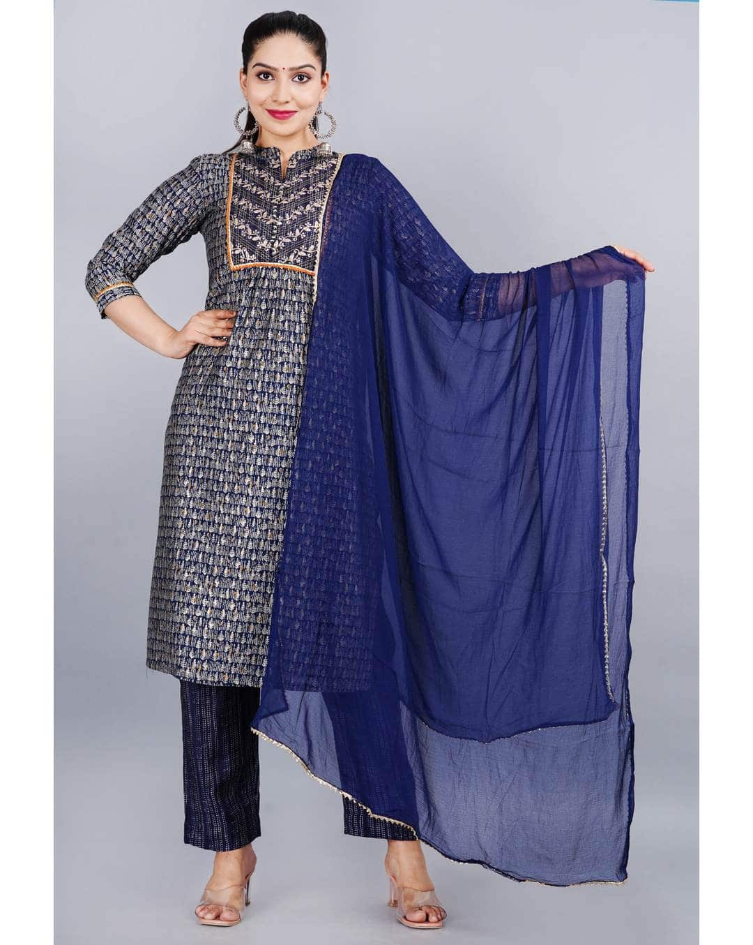 Muslin Printed Ethnic Pants SuitSet