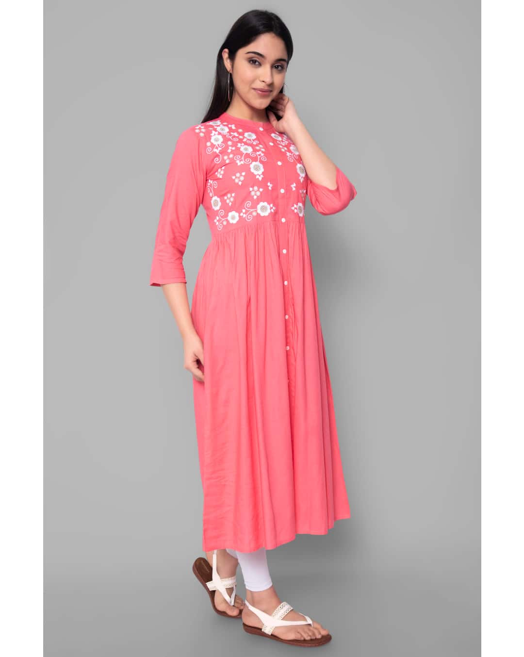 Rayon Embroidered Flared Kurta view 13