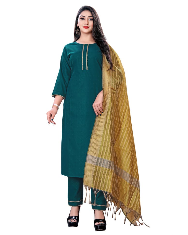 Cotton Solid  Ethnic pants SuitSet
