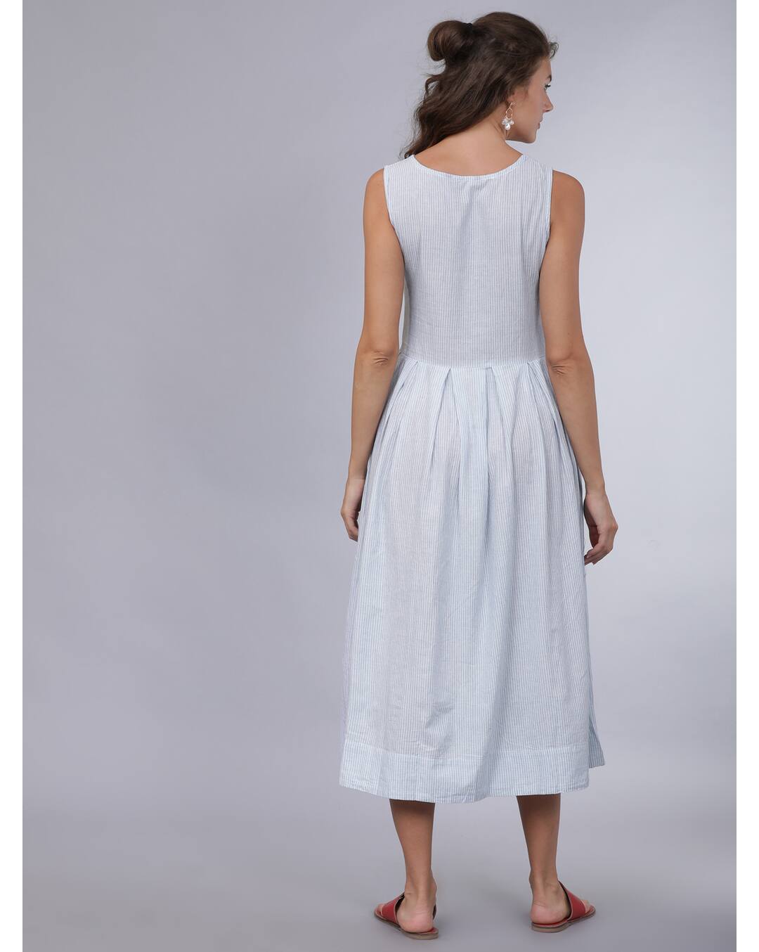 Cotton Stripes Fit and Flare Dress view 2