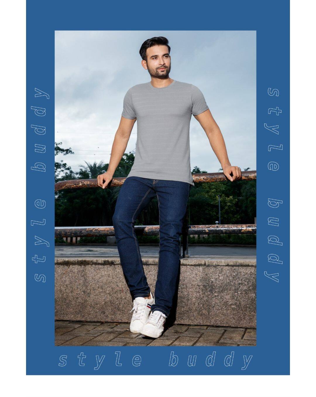 Cotton Stripes Regular Fit Round Tshirts