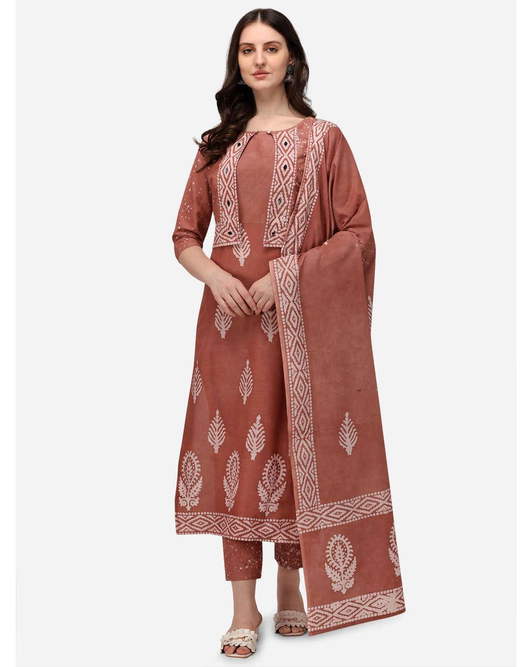 Cambric Floral Ethnic Pants SuitSet