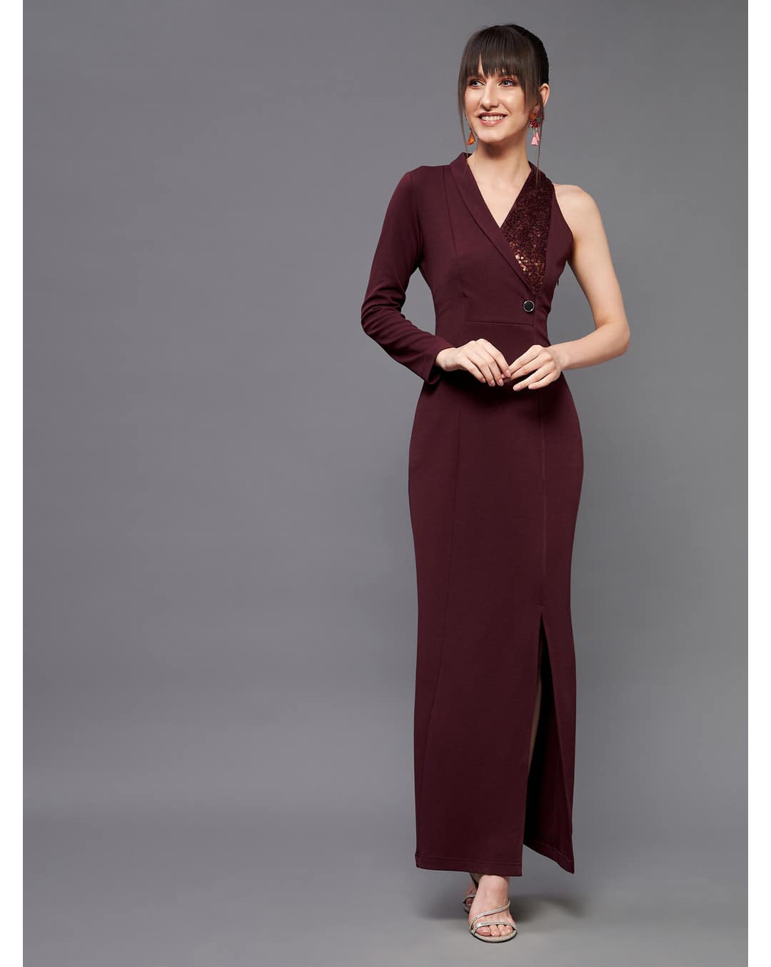 Polyester Embellished Fit and Flare Dress