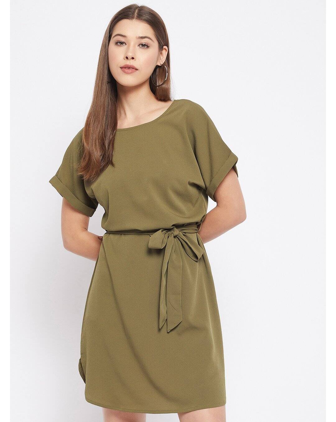 Polyester Solid A-line Dress