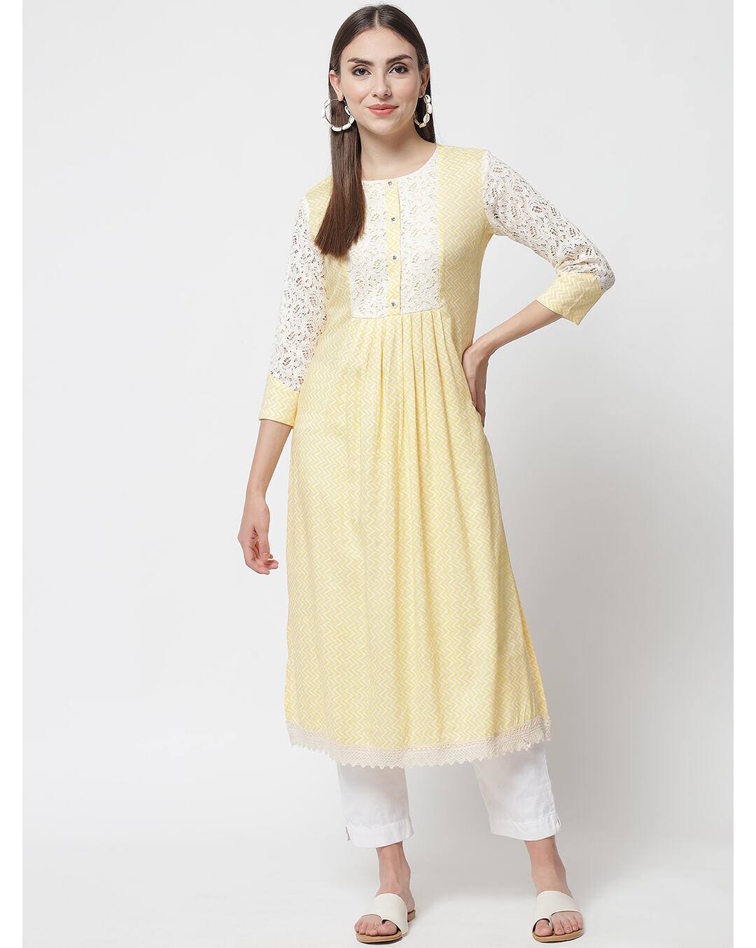 Rayon Foil Print A-line Kurta
