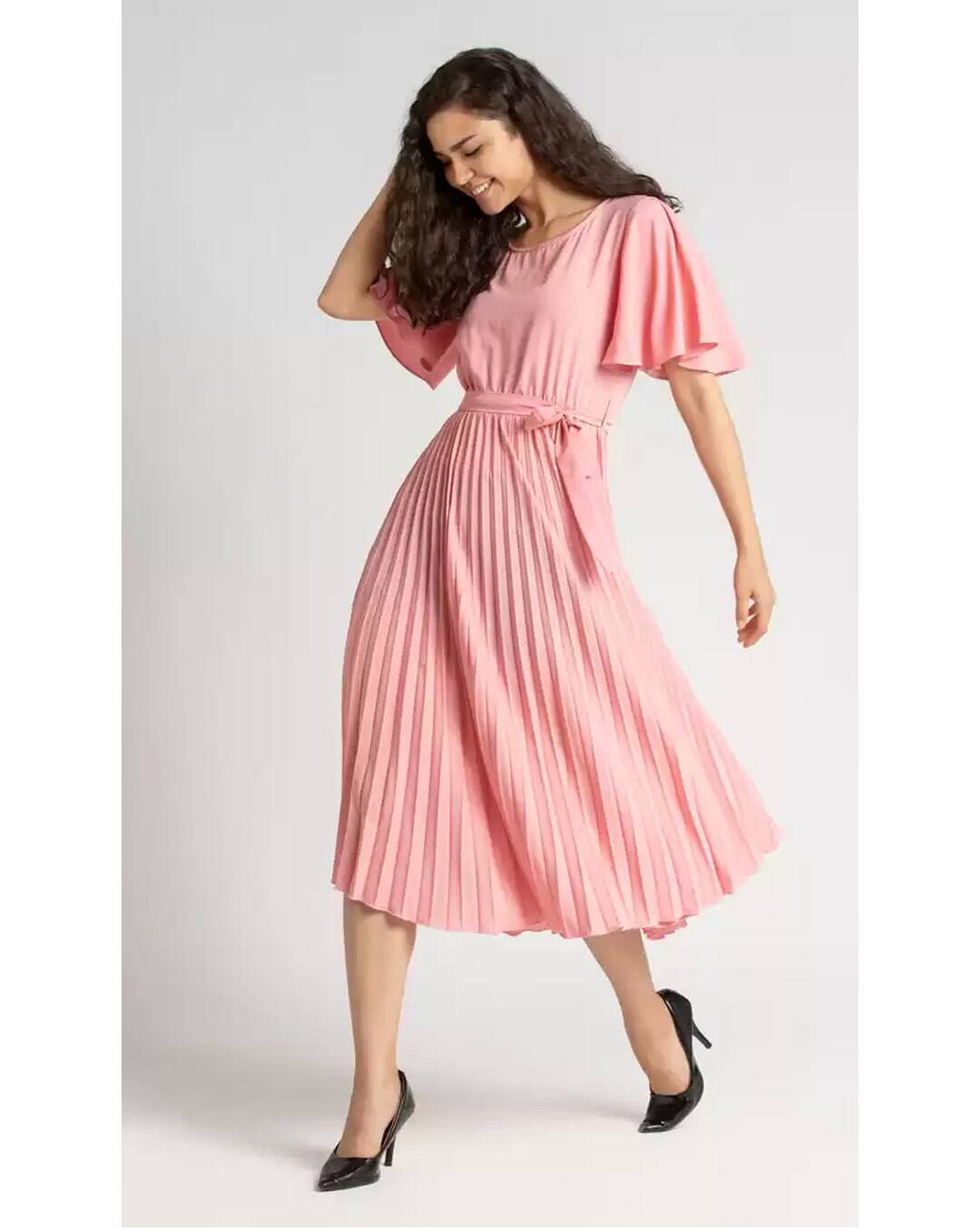 Crepe Solid Fit and Flare Dress view 6