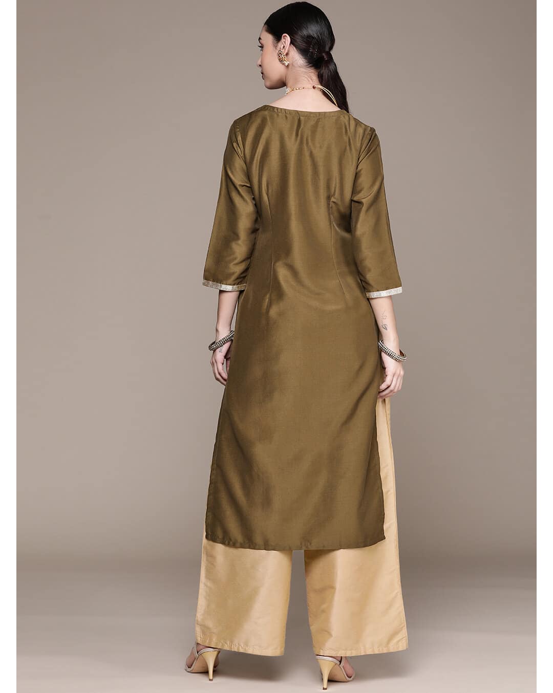 Art Silk Floral Straight Kurta view 7