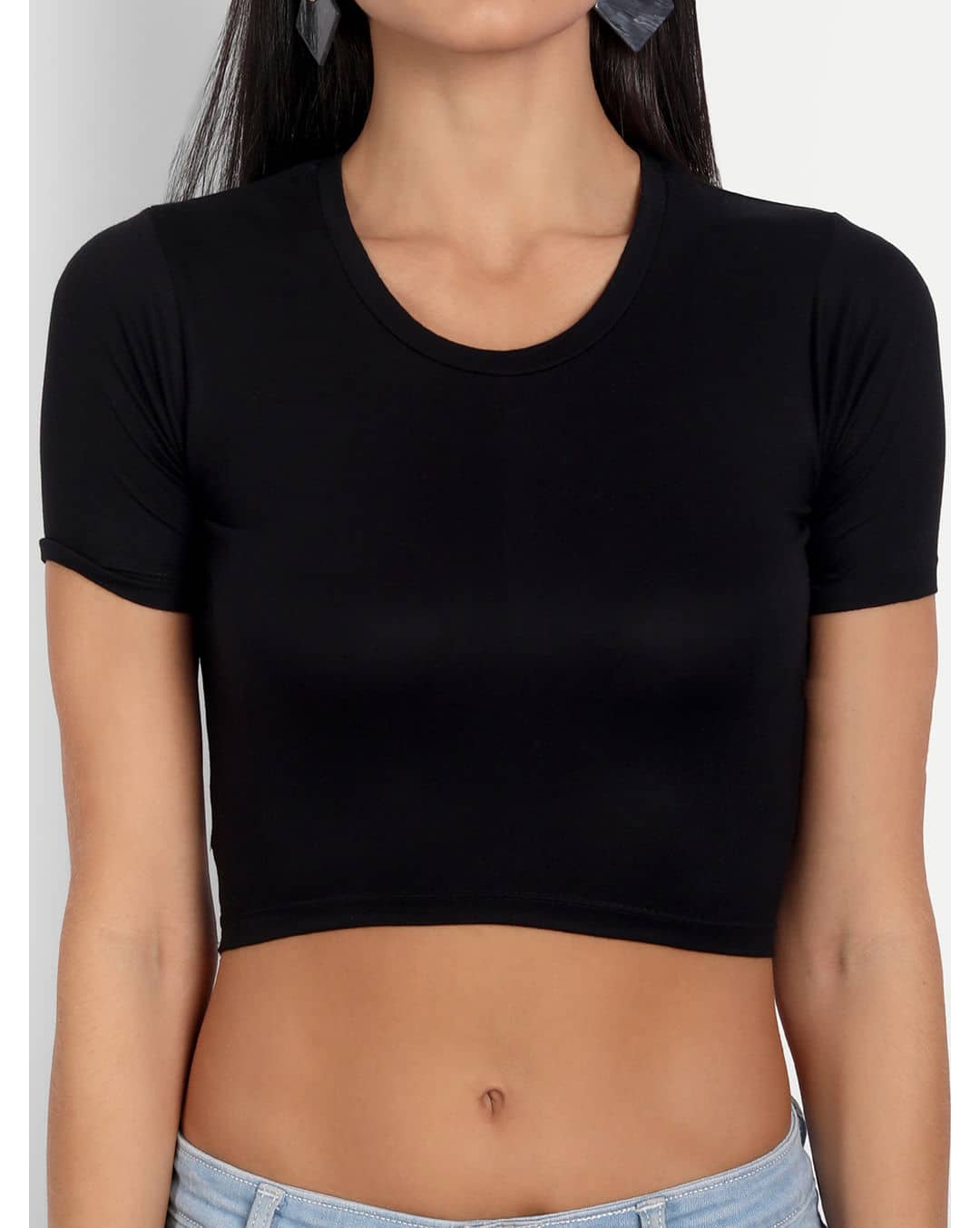 Viscose Solid Crop Top view 5