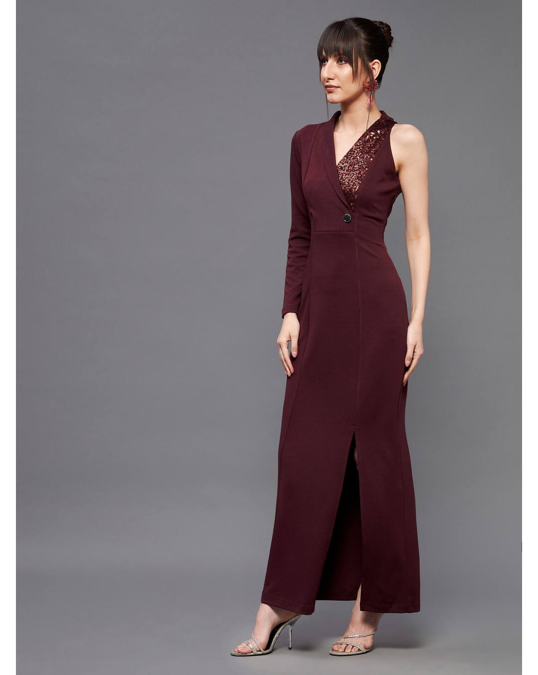 Polyester Embellished Fit and Flare Dress view 3