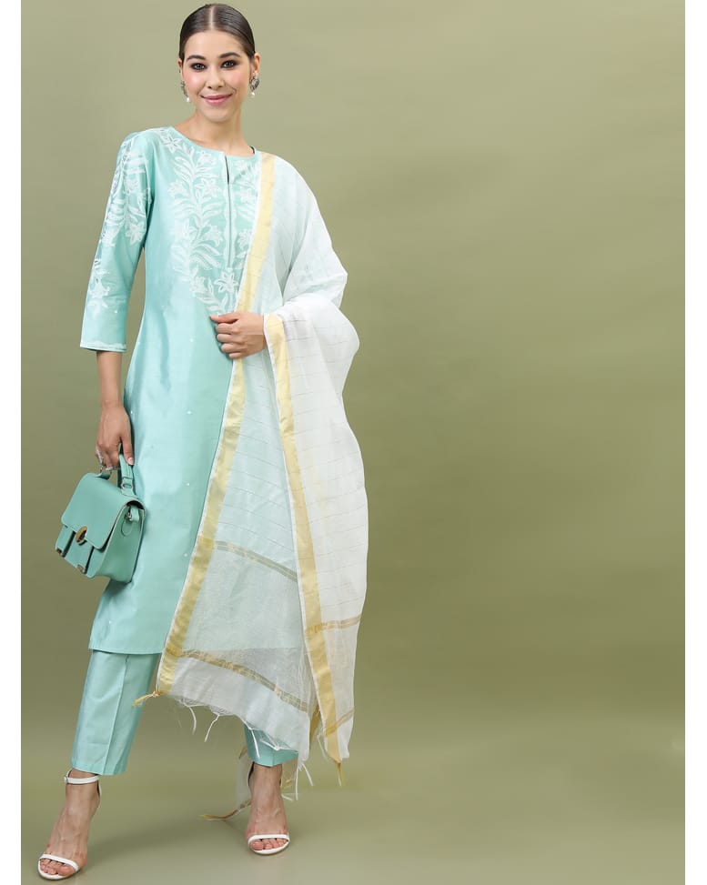Viscose Embroidered  Ethnic Pants   SuitSet