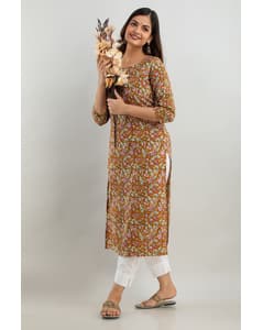 Rayon Printed Straight Kurta view 3