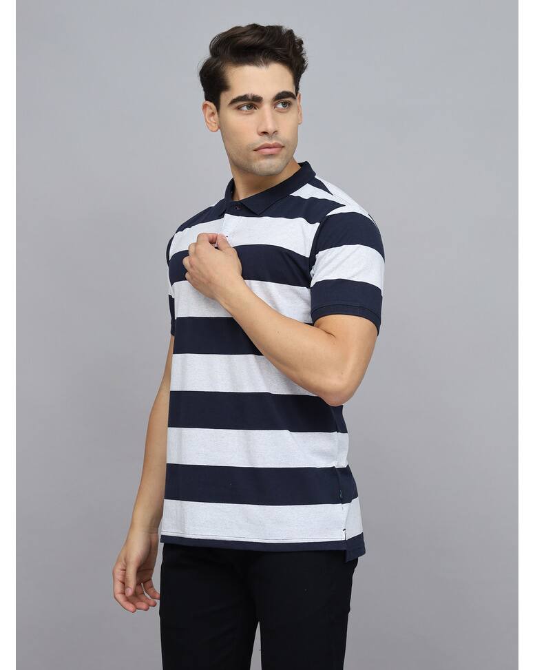 Blended Stripes Slim Fit Polo Tshirts view 5