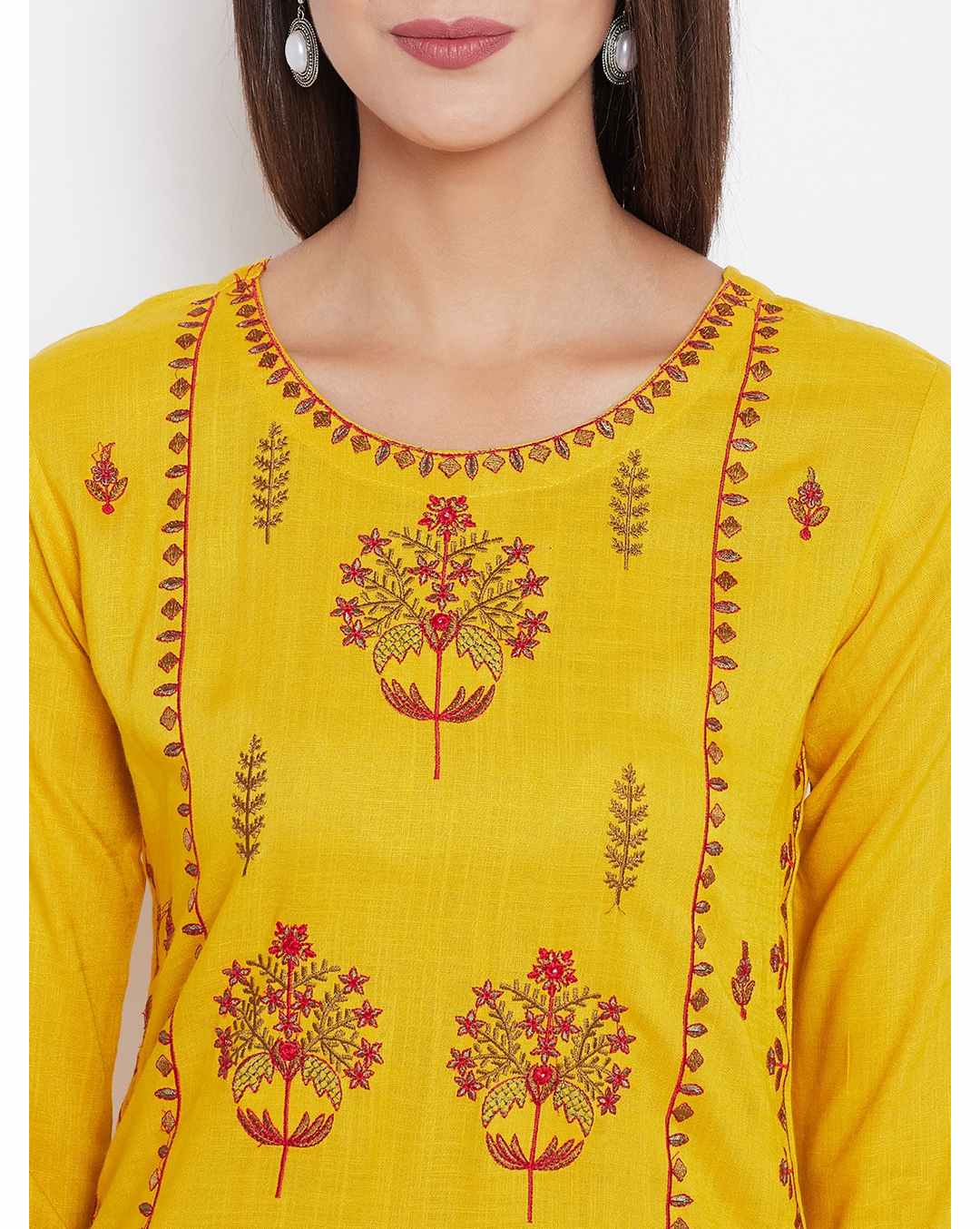 Rayon Embroidered Straight Kurta view 13