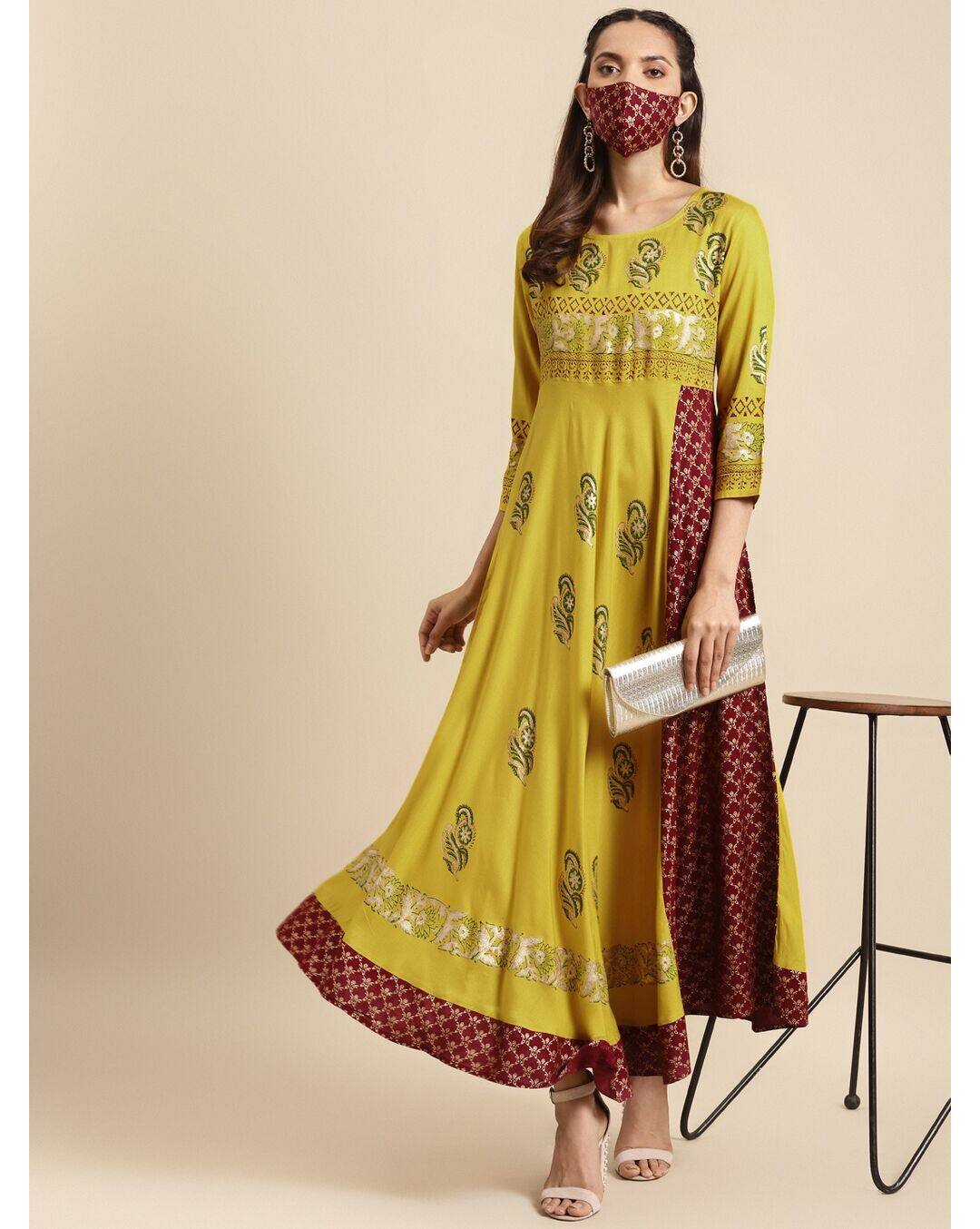Rayon Printed Fit and Flare Dress view 4