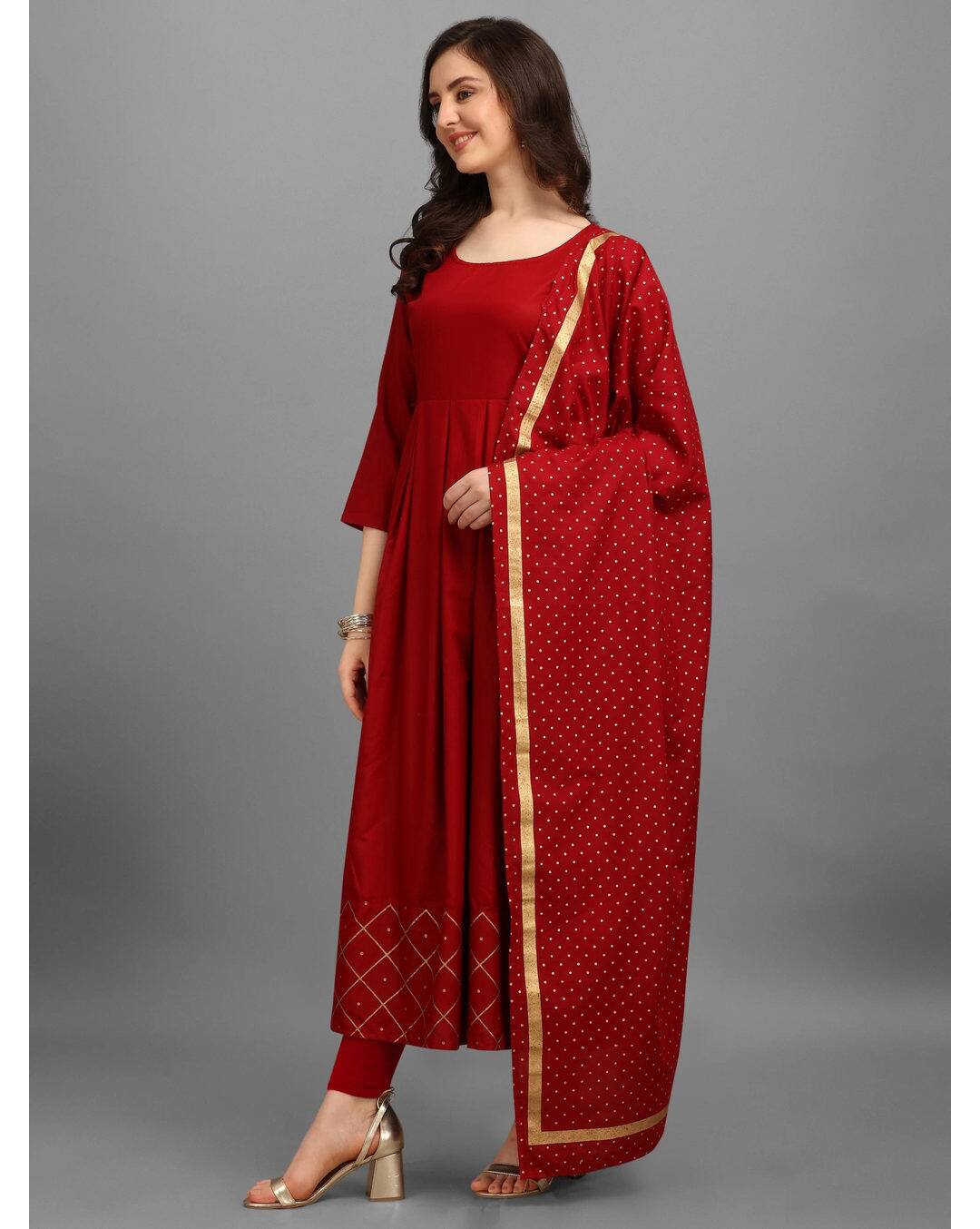 Rayon Foil Print Flared Kurta view 3