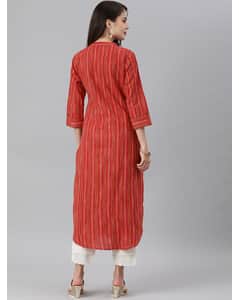 Linen Stripes Straight Kurta view 6