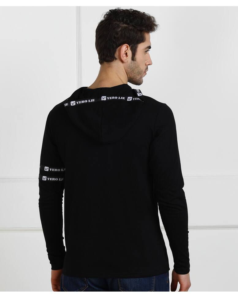 Cotton Solid Slim Fit Hooded Tshirts view 10