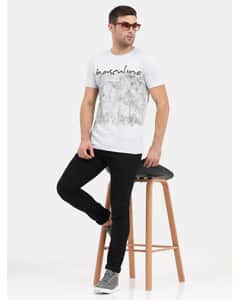 Cotton Printed Regular Fit Round Tshirts view 15