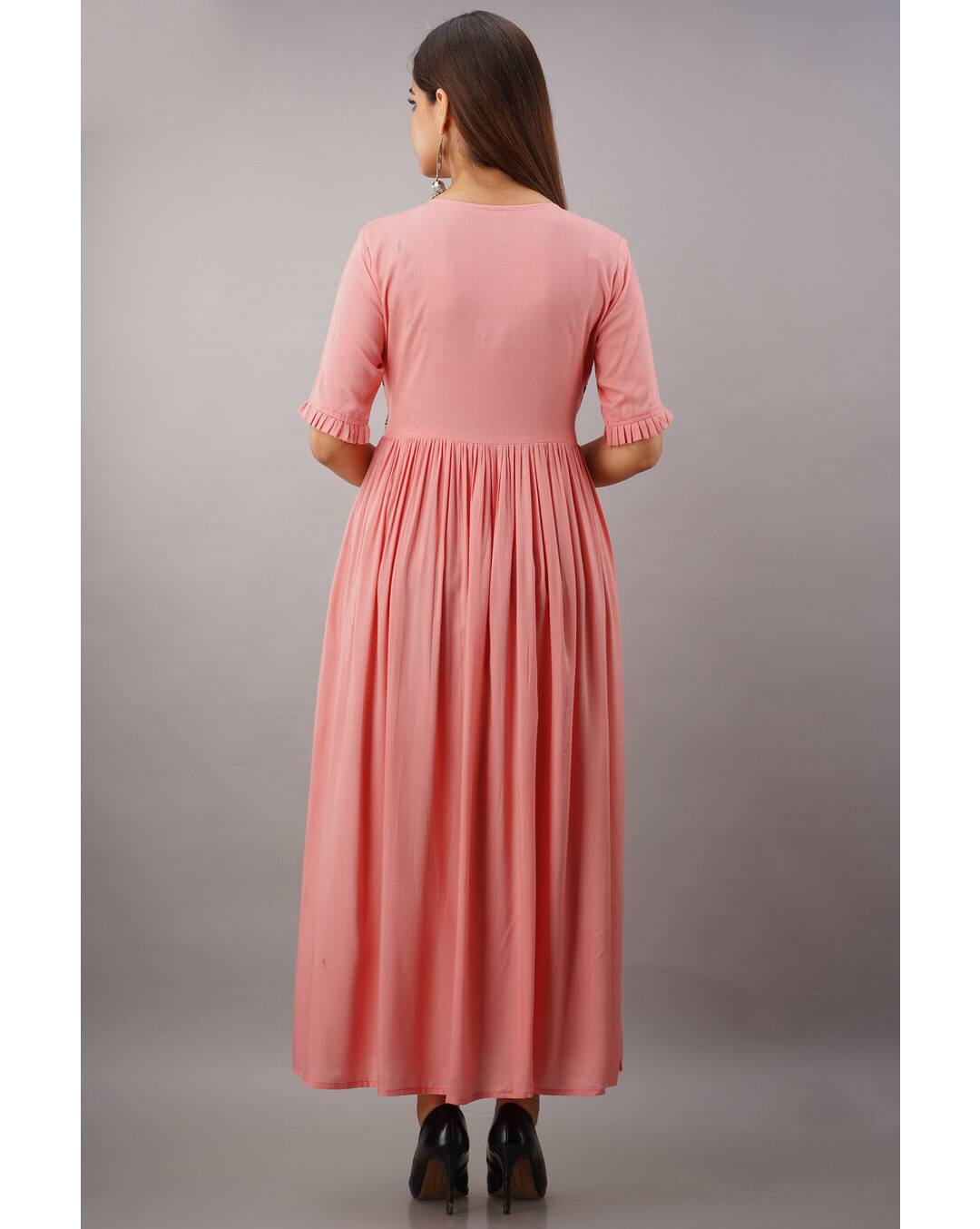 Rayon Embroidered Flared Kurta view 2