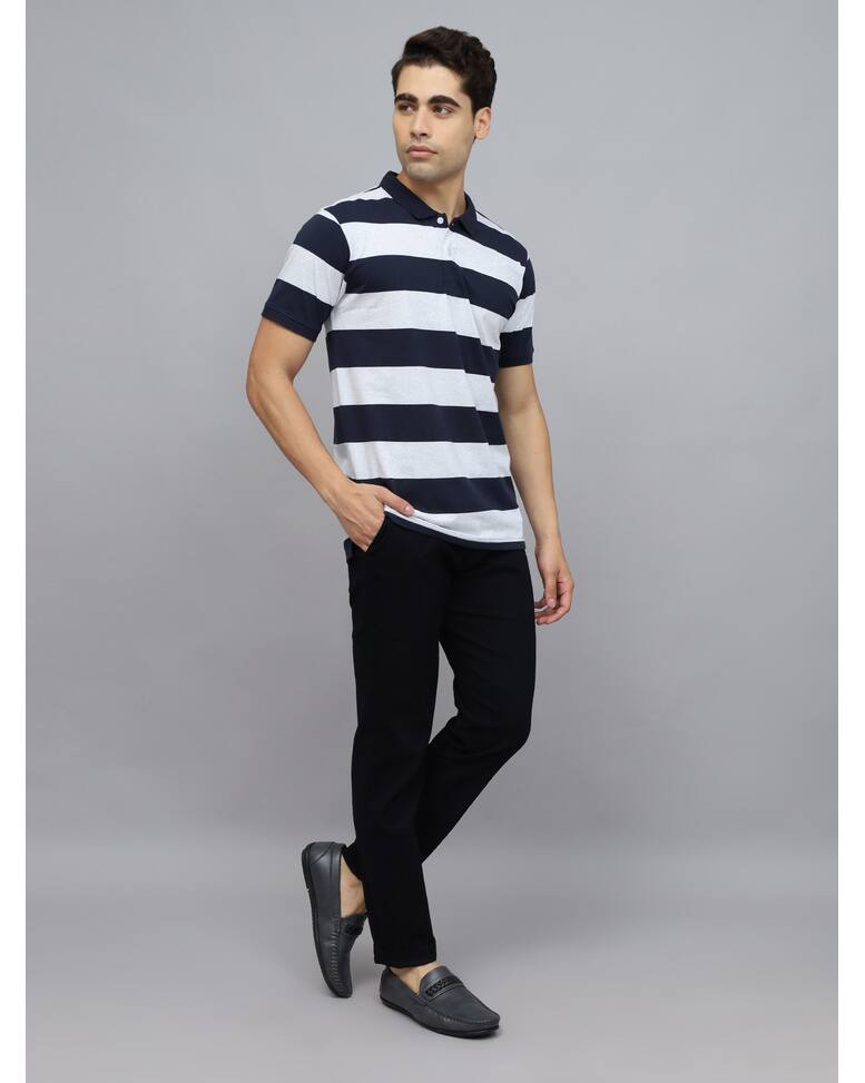 Blended Stripes Slim Fit Polo Tshirts view 11