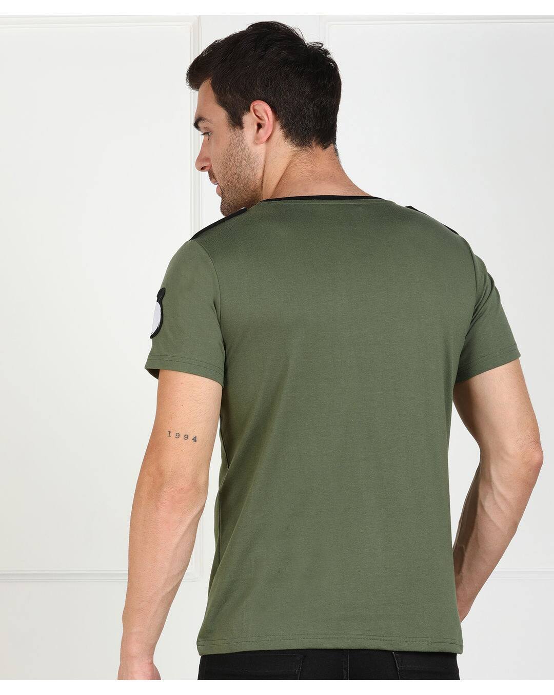 Cotton Solid Slim Fit Round Tshirts view 7