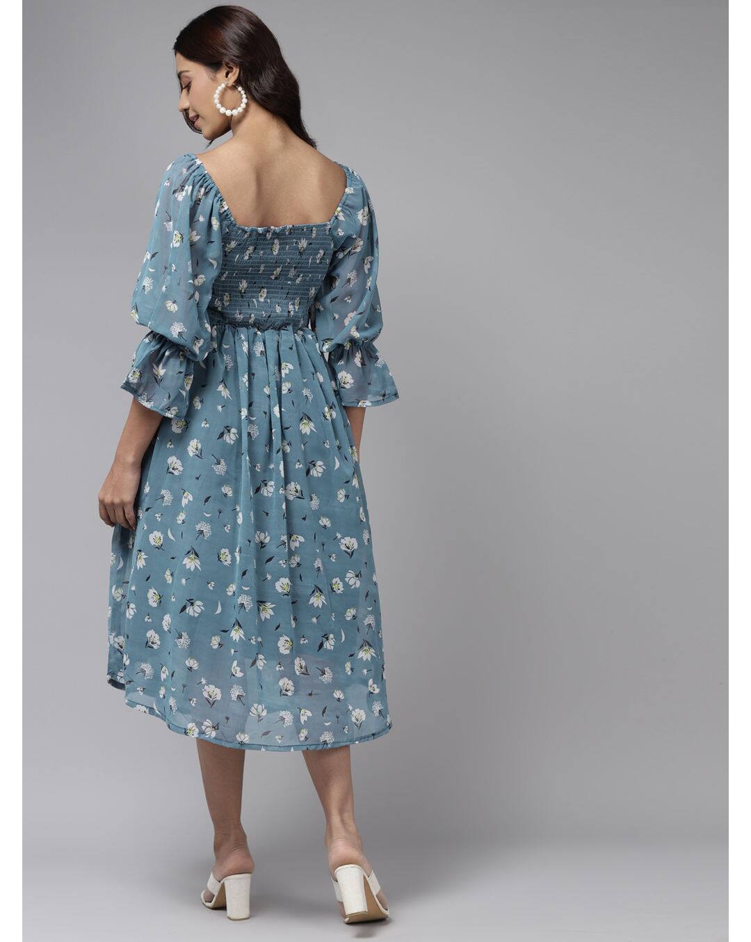 Georgette Floral Fit and Flare Dress view 4