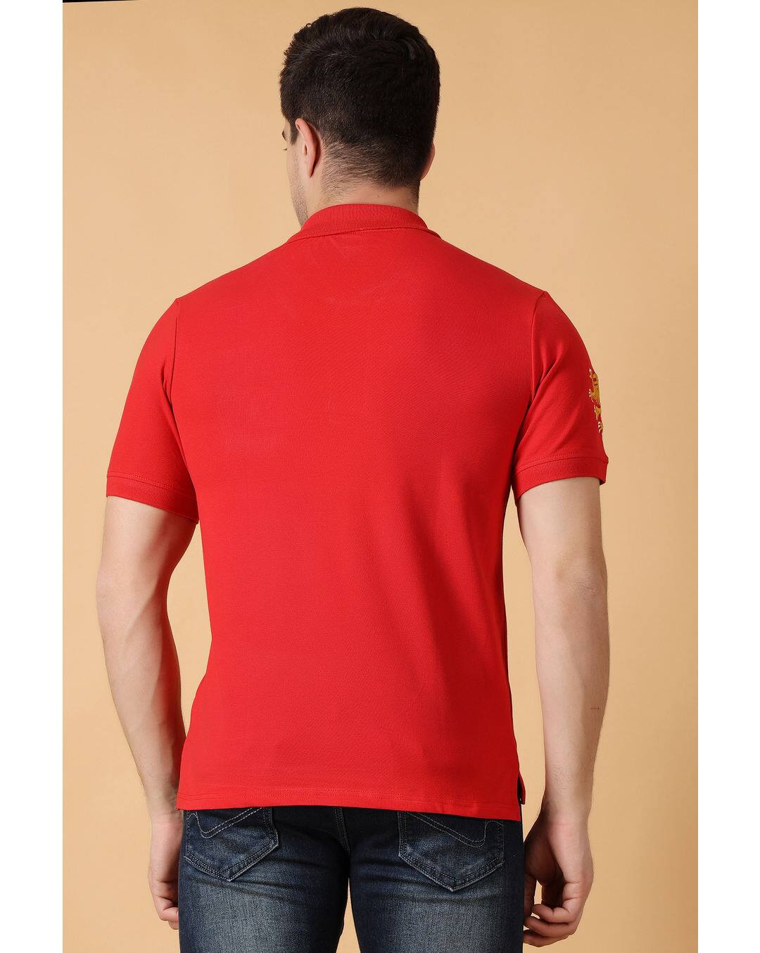 Cotton Printed Regular Fit Polo Neck Tshirt view 2
