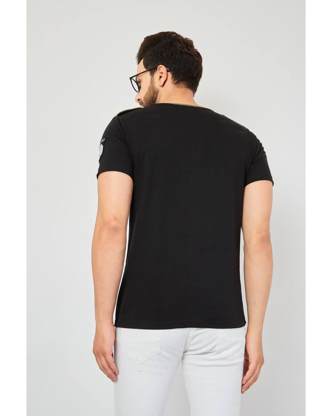 Cotton Solid Slim Fit Round Tshirts view 3