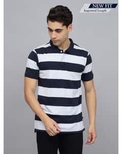Blended Stripes Slim Fit Polo Tshirts view 3