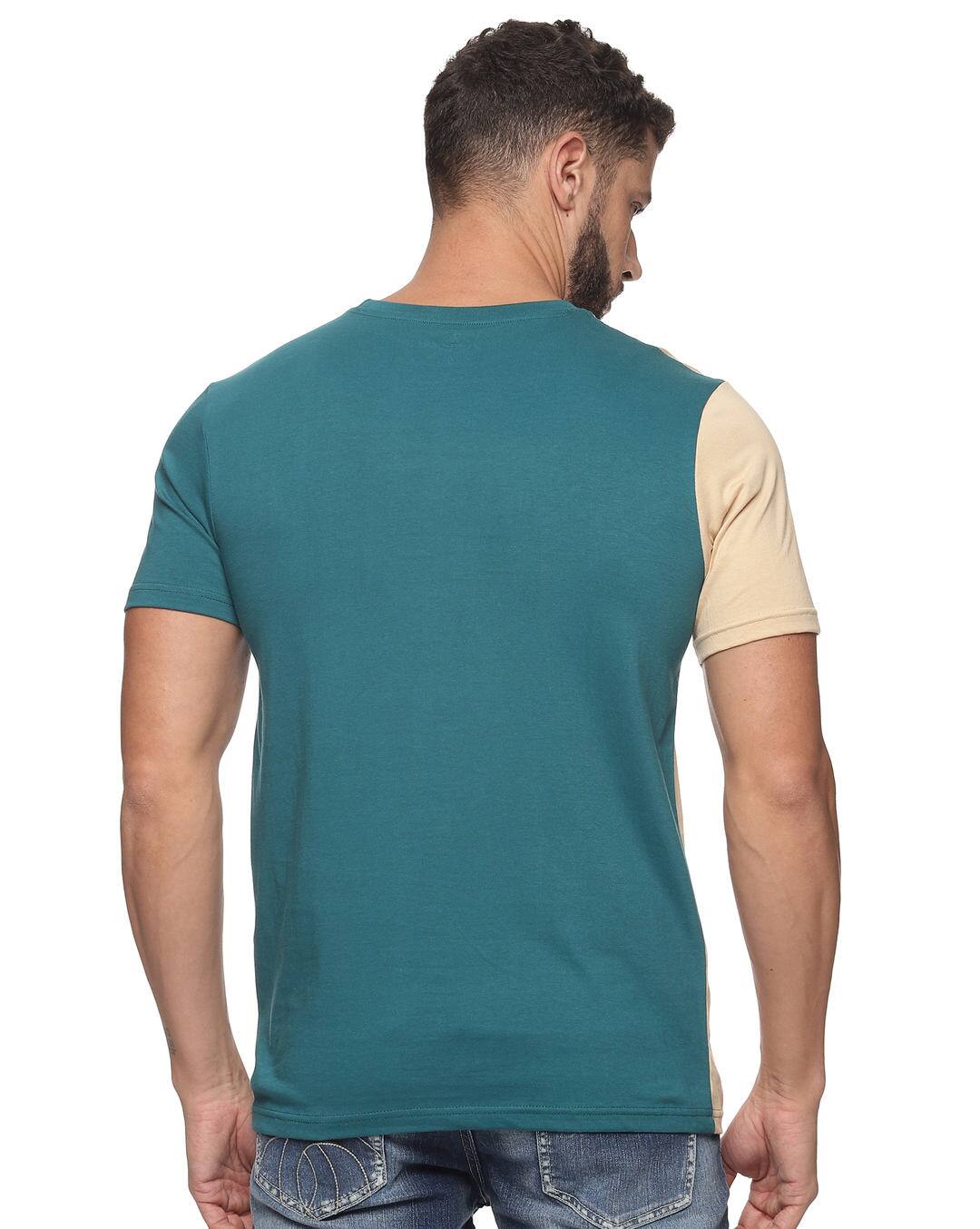 Cotton Colour-block Regular Fit Round Tshirts view 7
