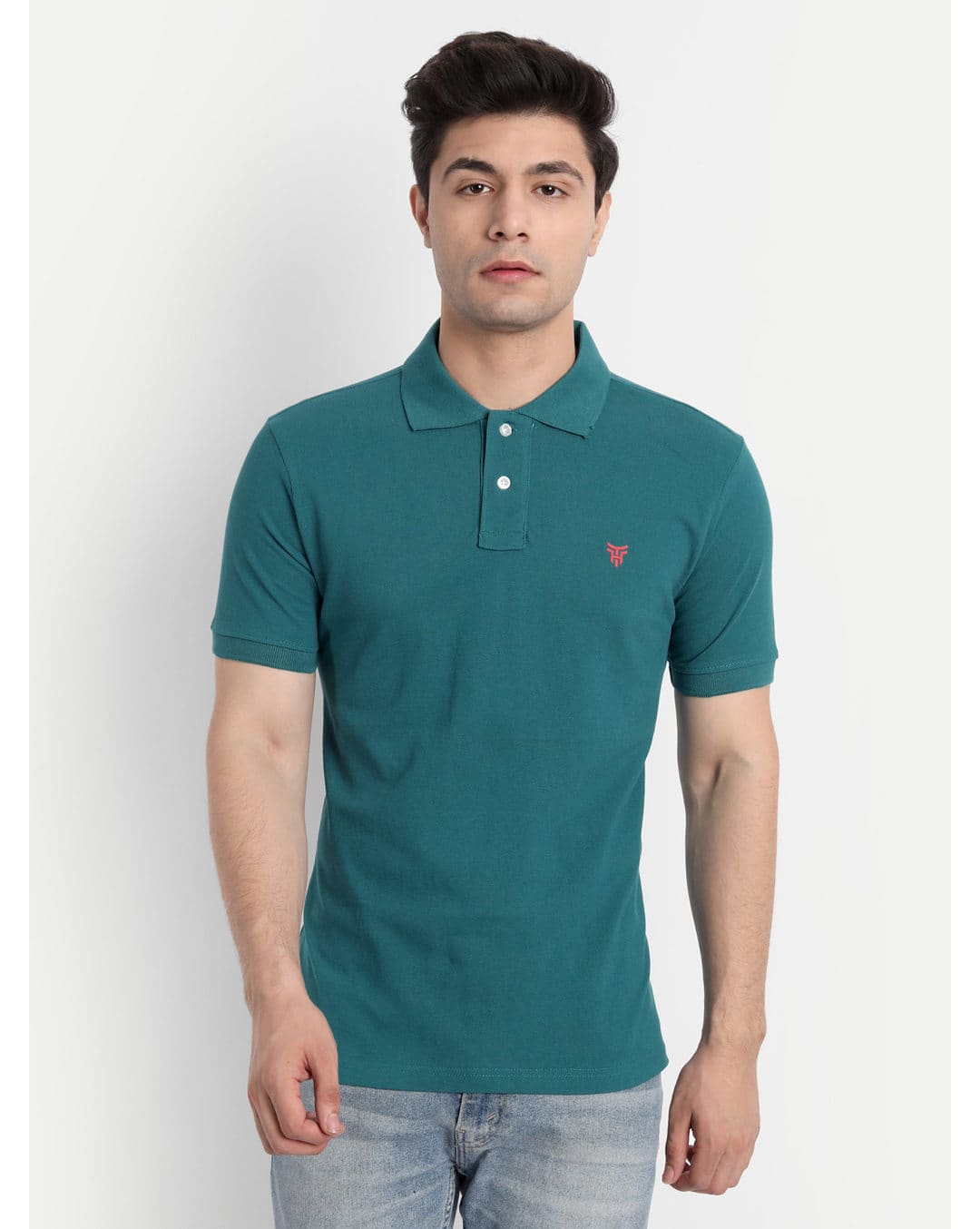 Cotton Solid Regular Fit Polo  Neck T-shirt