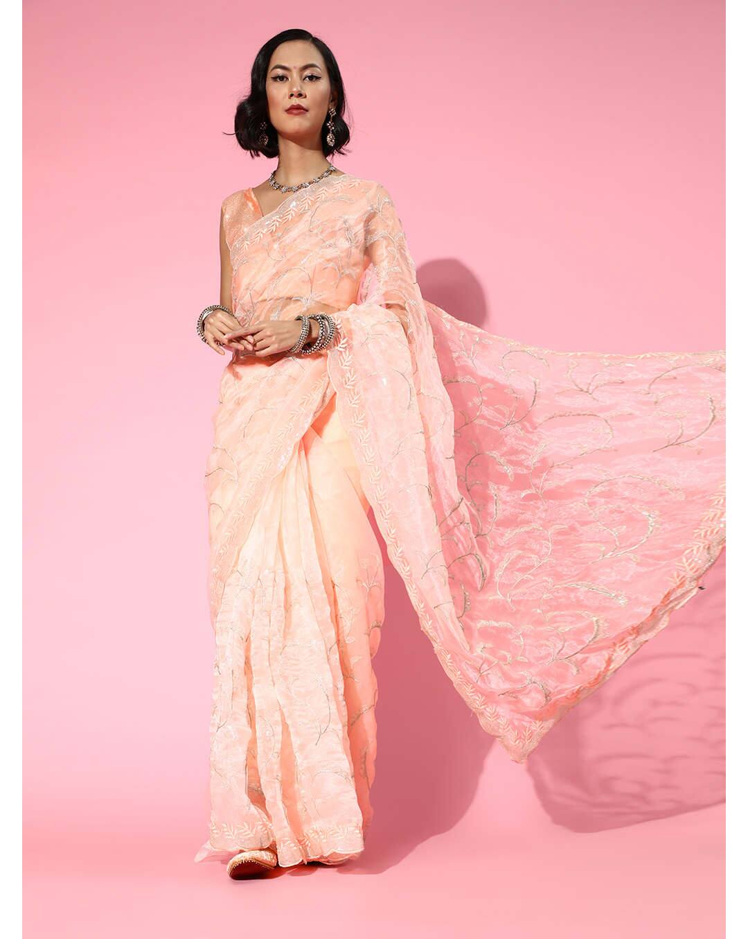 Organza Embellished Regular Saree